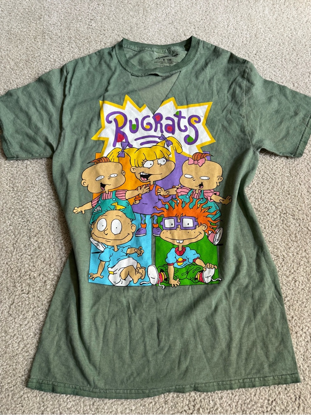 Rugrats Graphic Tee - Olive Green Short Sleeve Y2K